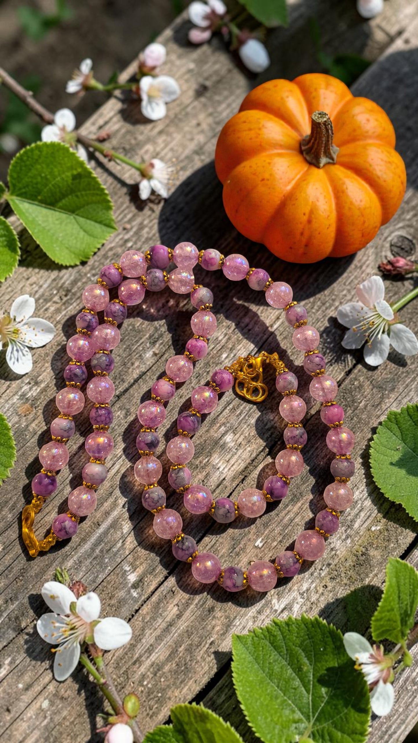 Pink Beaded Jewelry Set #4745