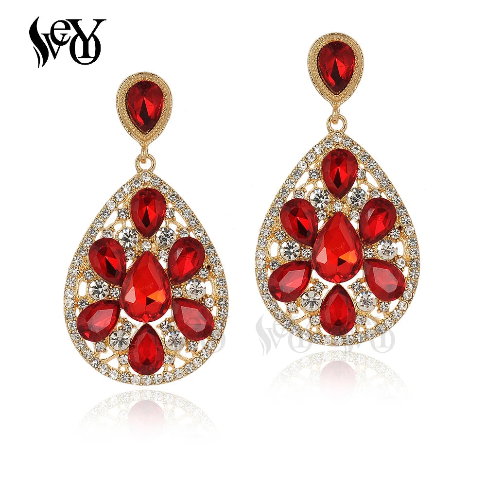 VEYO Vintage Elegant Crystal Rhinestone Drop Earrings Bridal Dangle Earrings for Women Fashion Jewelry