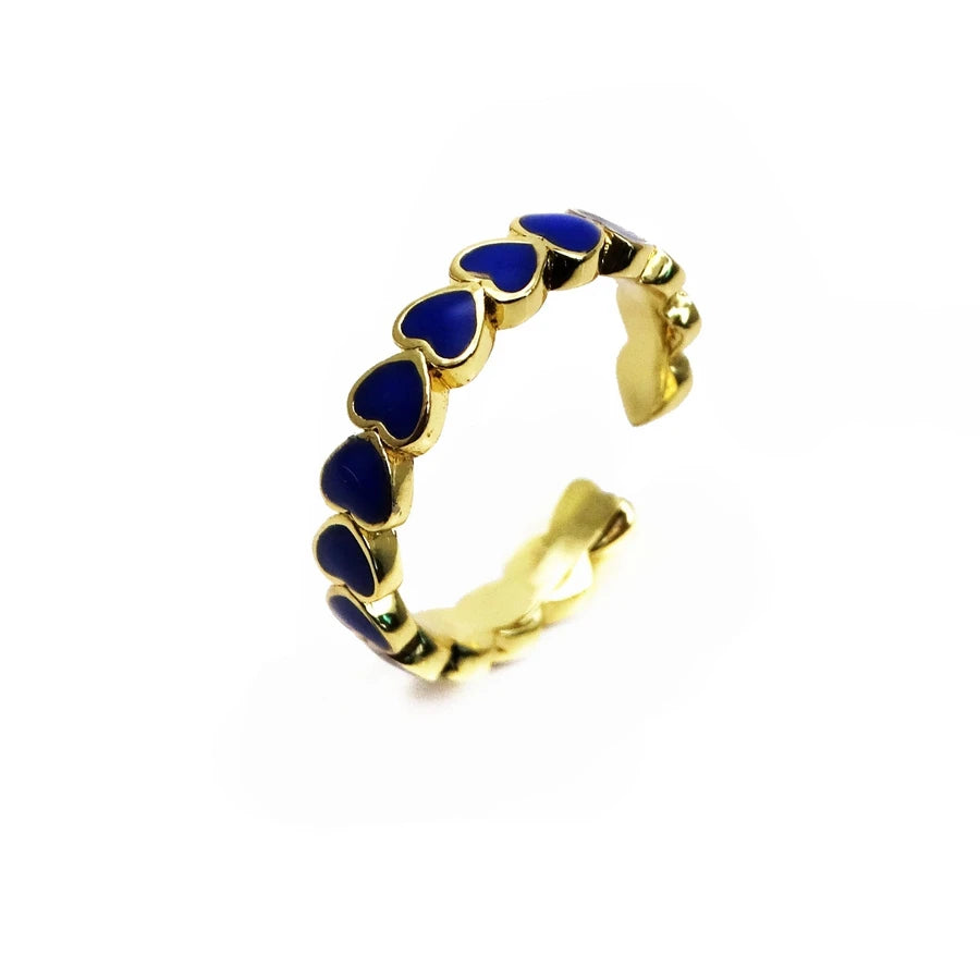 Opening adjustable ring loving heart rings Copper Zircon Drip paint color Rings love connection ring for women Party Jewelry