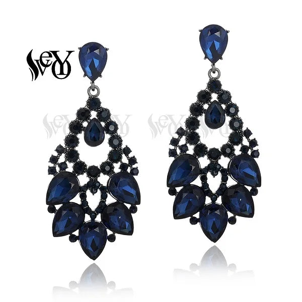 VEYO Luxury Hyperbole Crystal Classic Hollow out design Drop Earrings for Women Gift