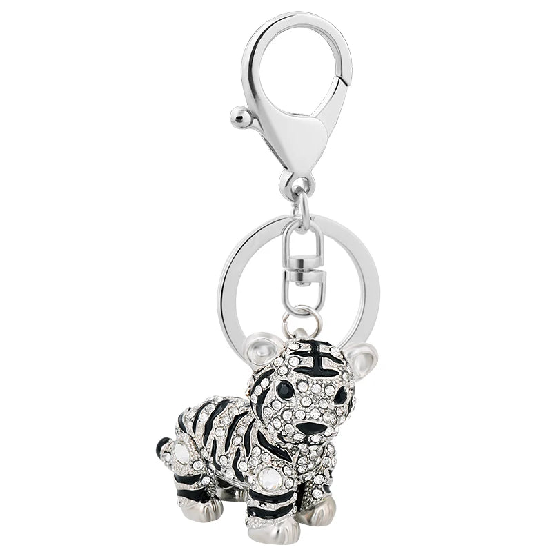 EASYA Creative Colorful Lovely Tiger Key Chains Gem Studded Luxury Pendant Key Holder Small Gifts for Friends Factory Wholesale
