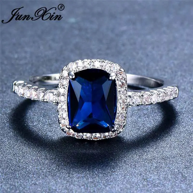 Cute Fashion Female Big Square Rose Gold Champagne Zircon Stone Jewelry For Women Promise Love Engagement Rings