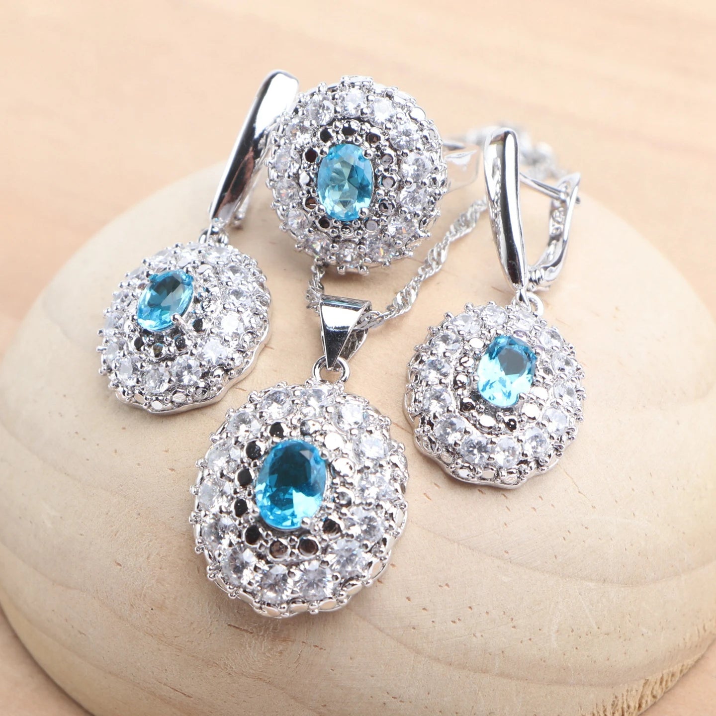 925 Silver Bridal Jewelry Sets For Women Pink Zircon Earrings Rings Pendant Wedding Necklace Set
