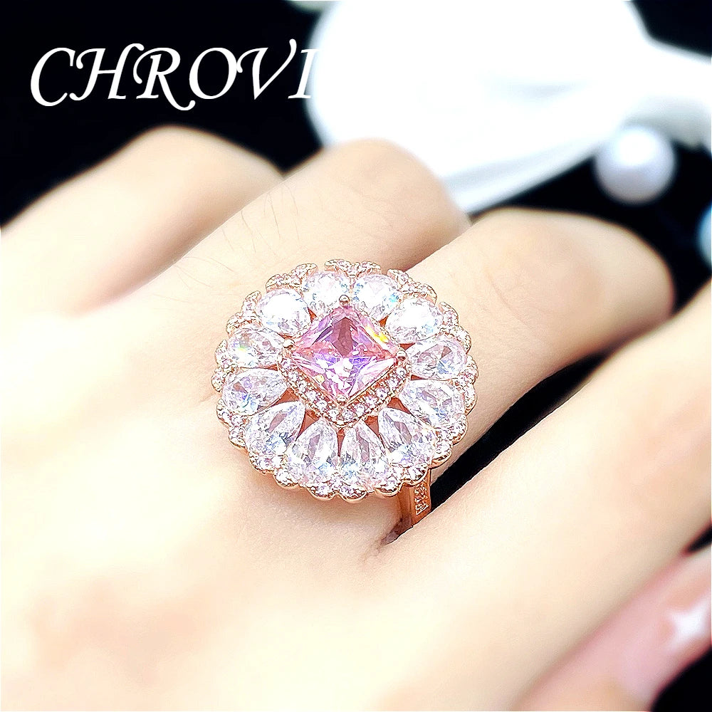 Luxurious 925 Sterling Silver Pink Zirconia Multi-Color sapphire Open-Toe Ring for Women