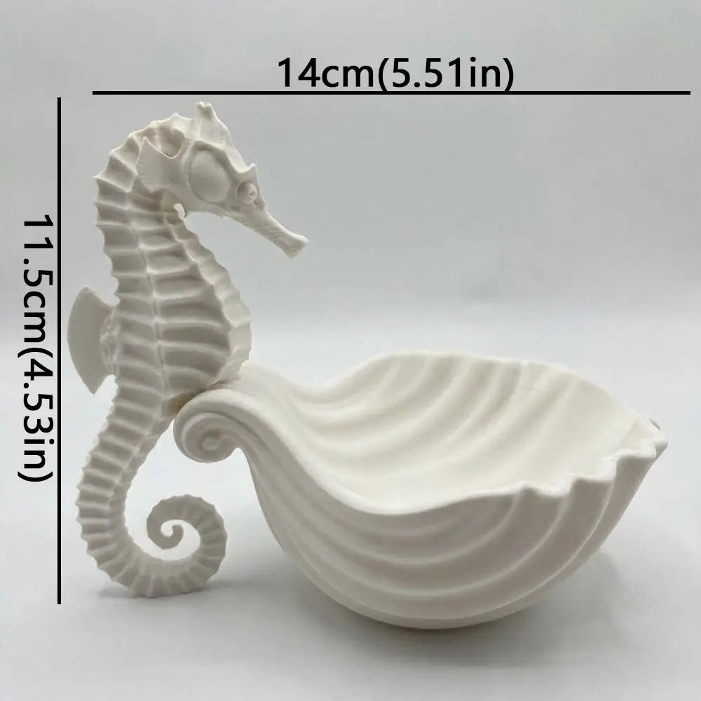 3D Printed Seahorse-Shaped Storage Tray Cute Plastic Jewelry Display Stand Decorative Stable Trinket Dish Desktop Organizer