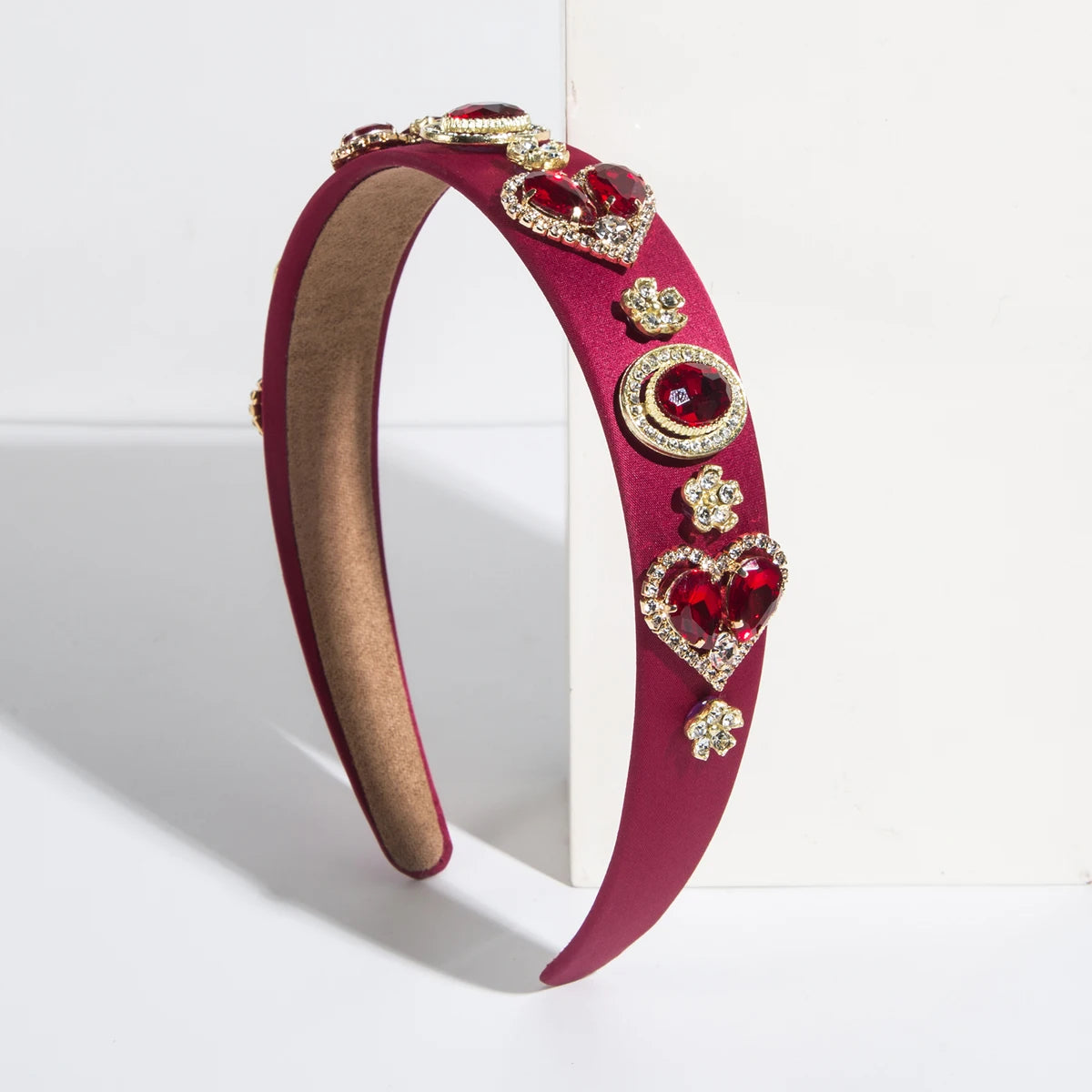 Light Luxury Baroque Rhinestone Heart Headband Personality Fashion High Quality Cloth Headband