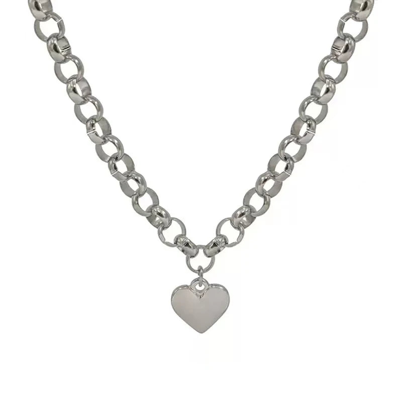 EILIECK 316L Stainless Steel Heart Love Pendant Necklace For Women Daily Wear Trendy Exquisite Charm Neck Chain Jewelry Gift