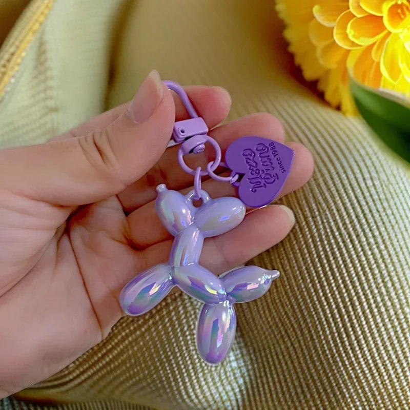 DIY Candy Color Sweet Resin Balloon Dog Keychain For Women Girls Animal Shaped Phone Chain Key Buckle Accessories Bag Pendant