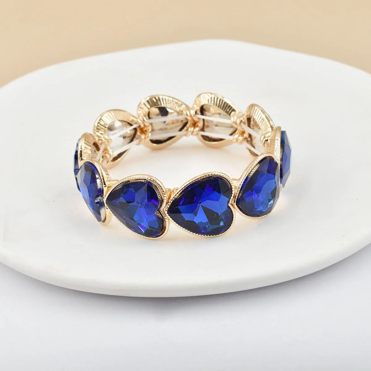 2026 New fashion crystal Women bracelet geometry thread red white blue charms elastic band heart shaped glass Atmospheric Love