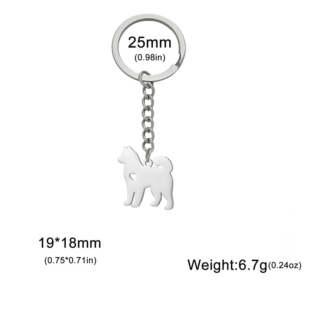 Cute Dog Samoye Keychain for Women Men Stainless Steel Dachshund Puppy Animal Lovers Key Ring for Car Backpack Jewelry Gifts