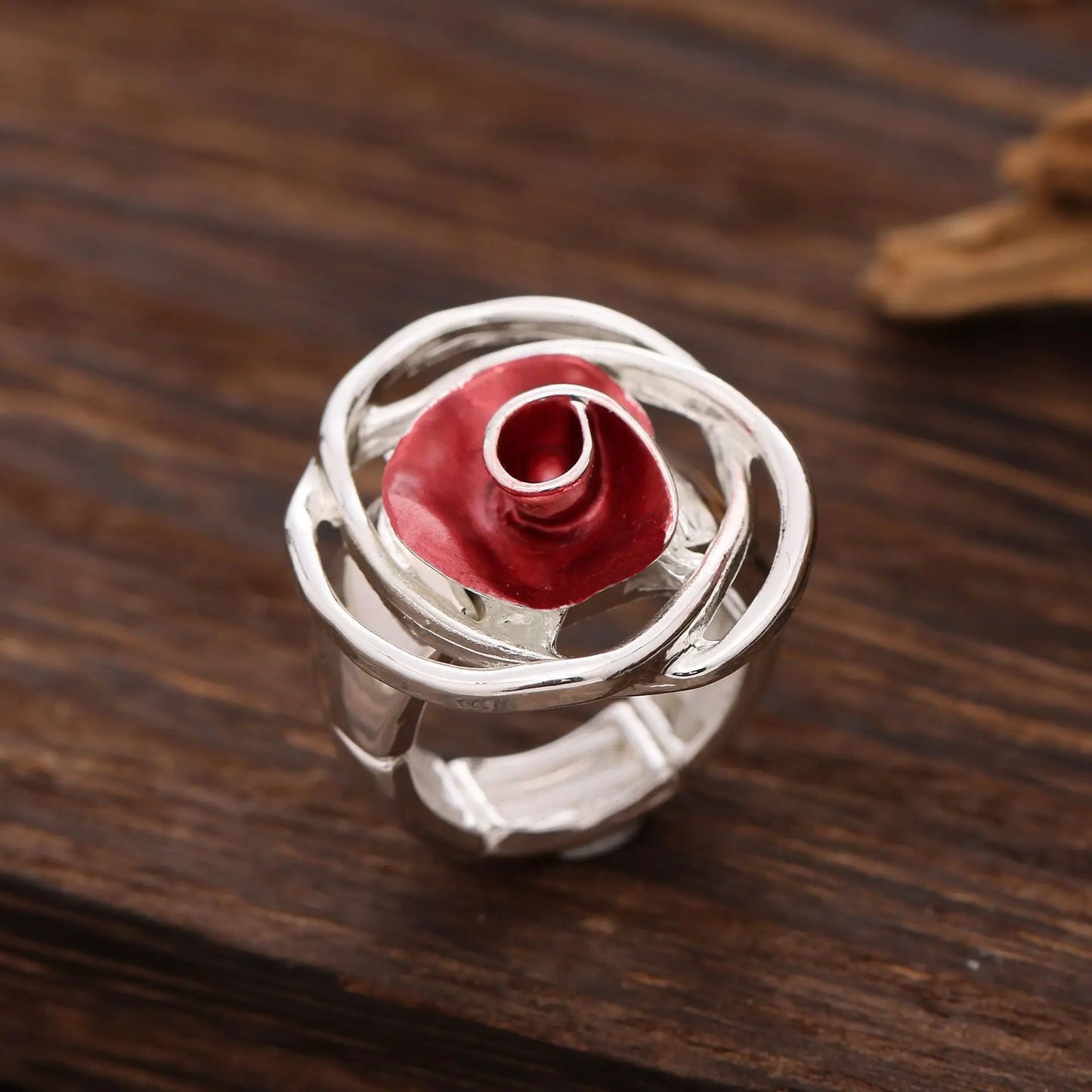 explosion Color oil rose flower elastic ring Fashion high sense Women's versatile rose ring