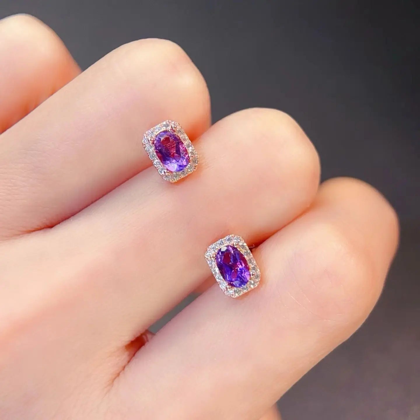 Natural Amethyst 925 Silver Earrings with Certificate 4x6mm Genuine Amethyst Earrings Fashion Daily Commute Jewelry for Women