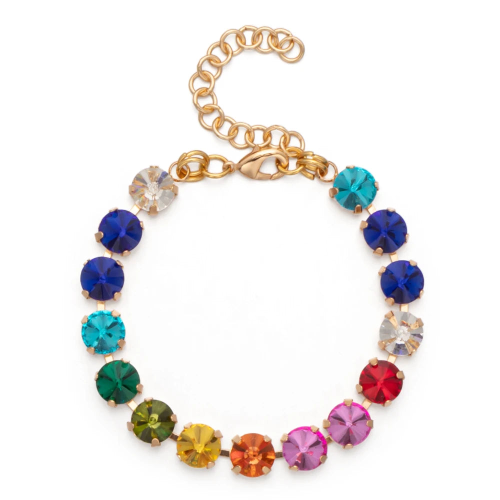 New Design Hot Deal Crystal Charms Bracelets For Women Claw Drill Set Colorful Crystal Bracelets Lobster Clasp Link Chain