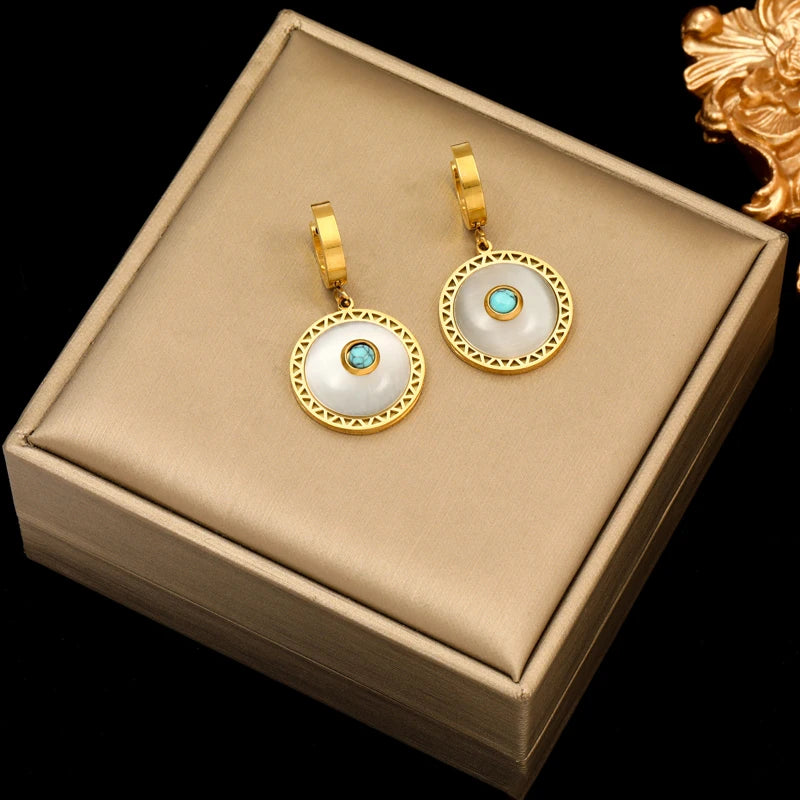 EILIECK 316L Stainless Steel Heart Eye Stone Small Earrings For Women 2024 New Fashion Ear Stud Waterproof Jewelry Gift Bijoux