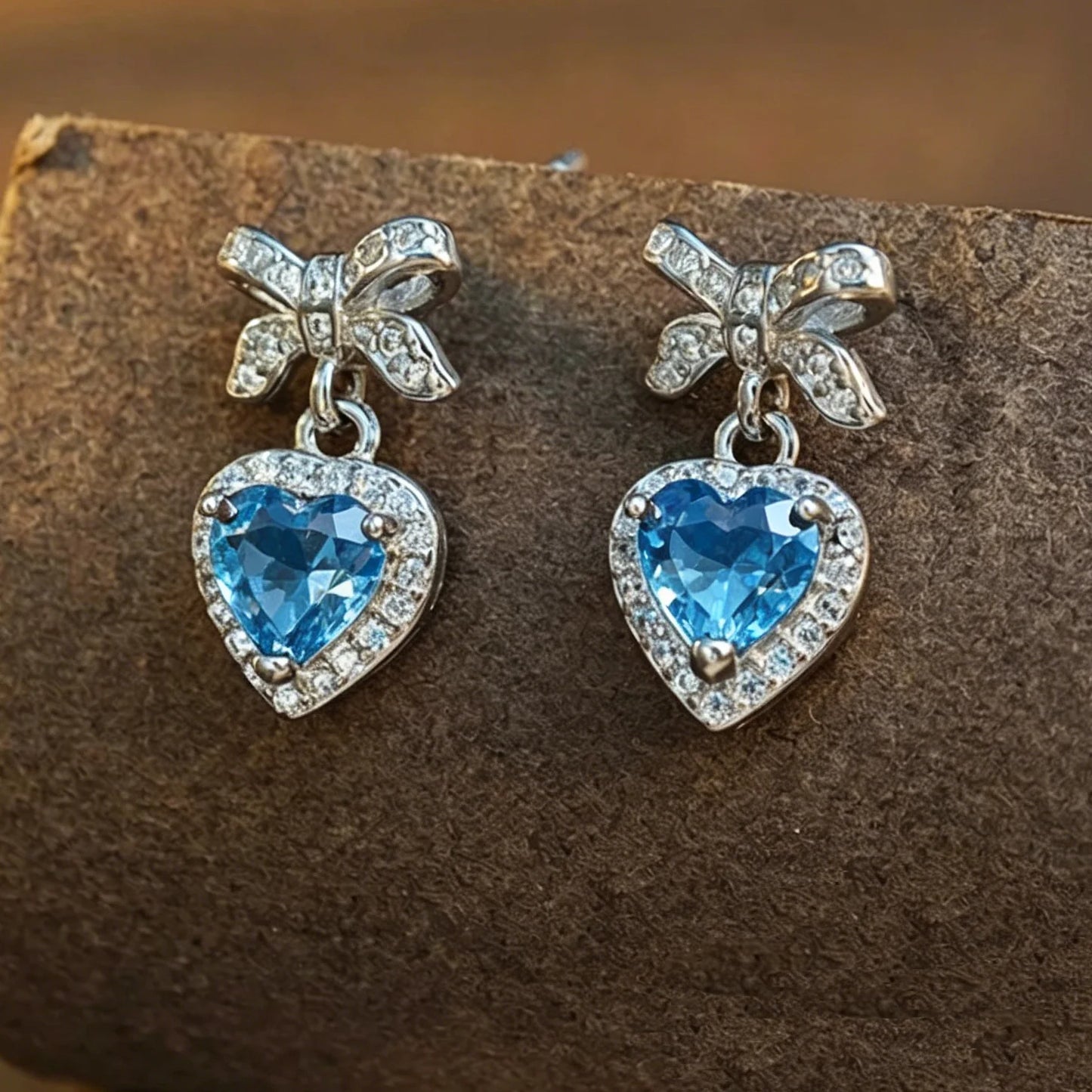 Fashion Heart Cut Moissanite Drop Earrings 925 Silver Plated Lab Diamond Bow Ear Studs for Women Gift Fine Jewelry