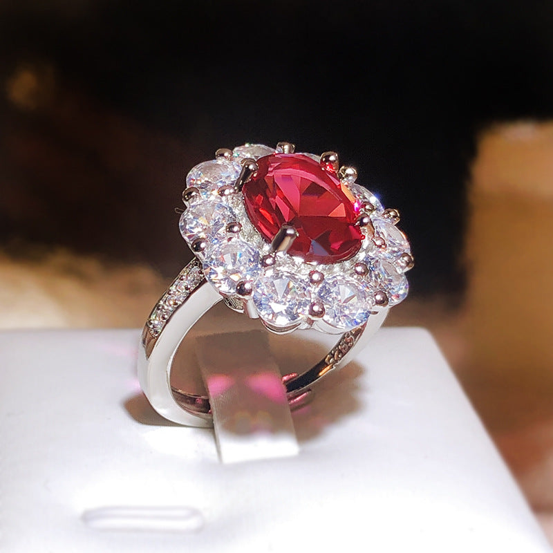 925 Silver Delicate Silver Color CZ Oval High Carbon Simulation Diamond Rings For Women Wedding Party Jewelry