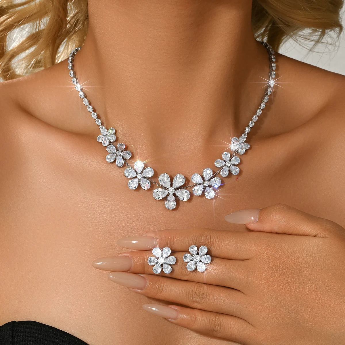 Forest Style Solid Color Fresh Floral Necklace Earrings Jewelry Outdoor Wedding Photos Atmosphere Commuting Dating Gentle Versat