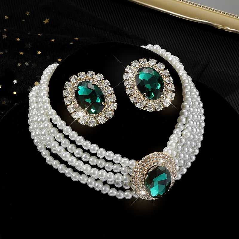 NISHIZAWA Hyperbole Rhinestones Pearls Earrings for Women Geometric Palace Style Wedding Jewelry Bridual Retro Aretes De Mujer