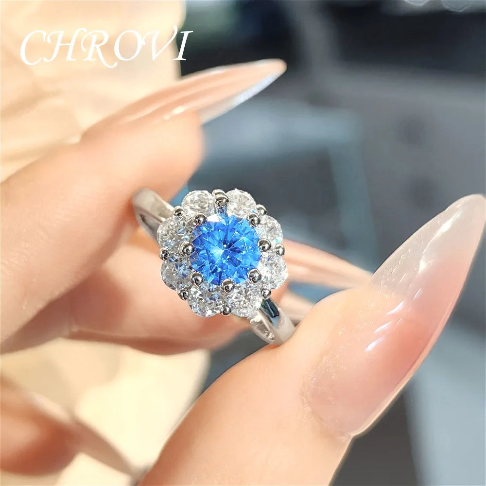 Fashion 925 Sterling Silver Light Luxury Colored Gemstone Set Pendant Ring Stud Earrings for Women Simple Everyday