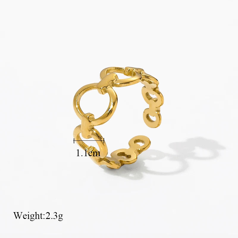 EILIECK 316L Stainless Steel Personality Golden Open Cuff Rings For Women Girl Fashion New Jewelry Lady Gift Party anillos mujer