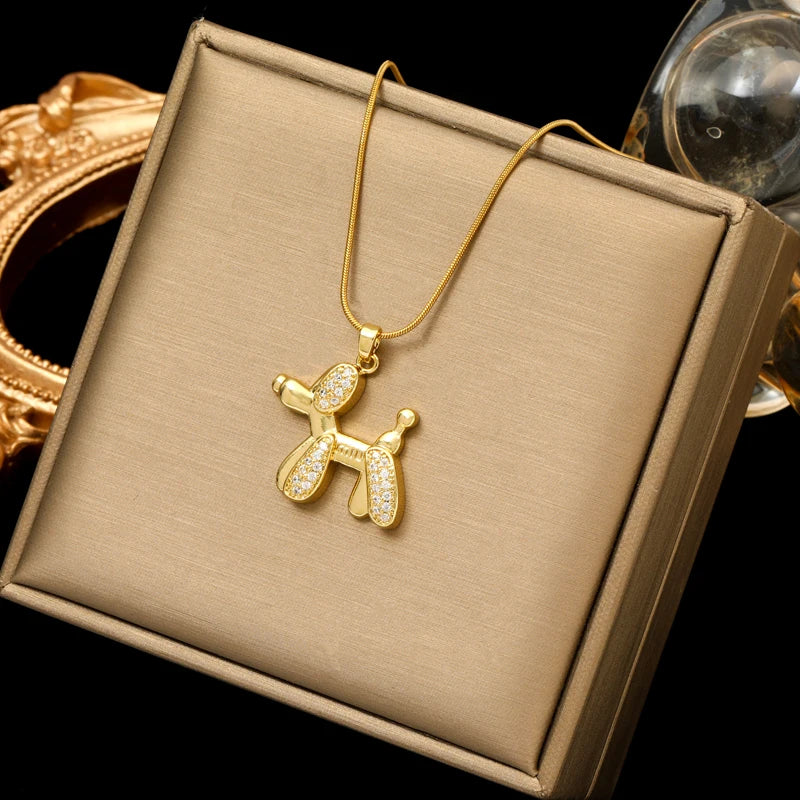 EILIECK Stainless Steel Exquisite Butterfly Zirconia Pendant Necklace For Women Fashion 18K Gold PVD Plated Daily Jewelry Gift