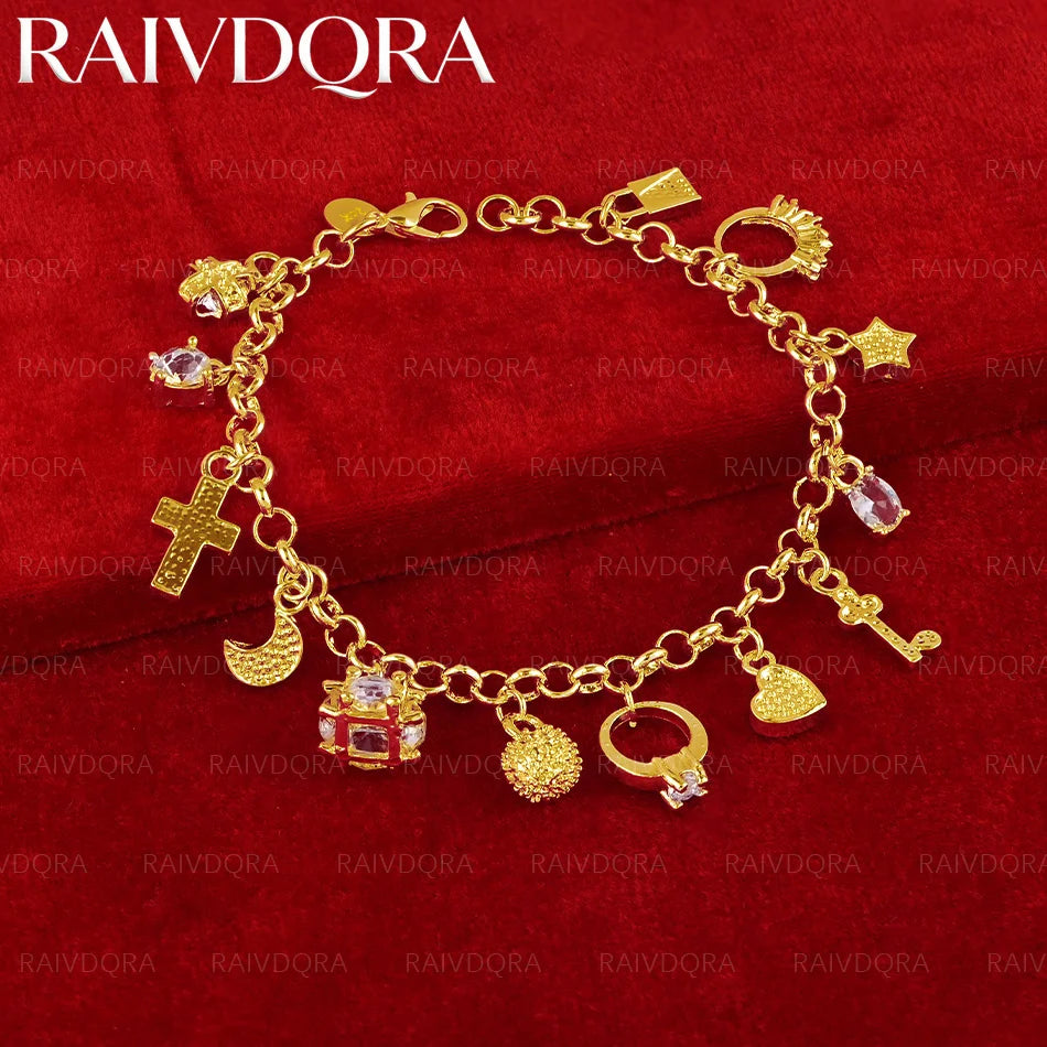 18K Gold Plated Various Pendants Bracelets For Women Anniversary Gift Popular Wild Fashion party