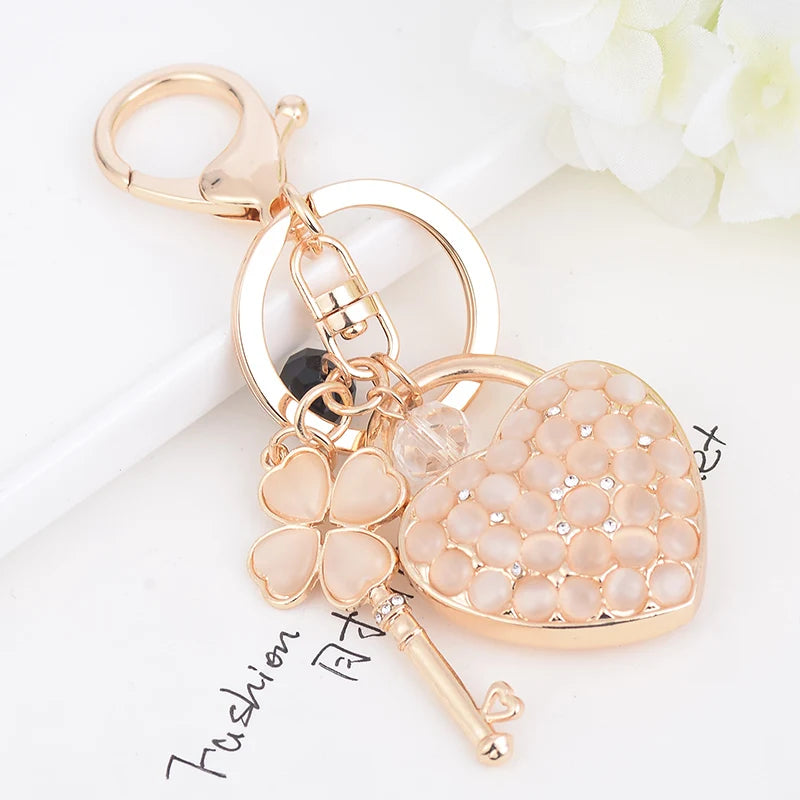 Paris Romantic Opal Love Key Chain Women's Luxury Handbag Pendant Souvenir Gift for Family and Friends