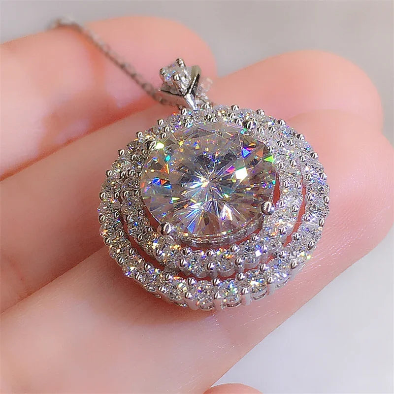 1PC Gorgeous Bridal Wedding Necklace Cubic Zirconia Round Pendant Elegant Women's Party Wedding Accessories Fashion Jewelry