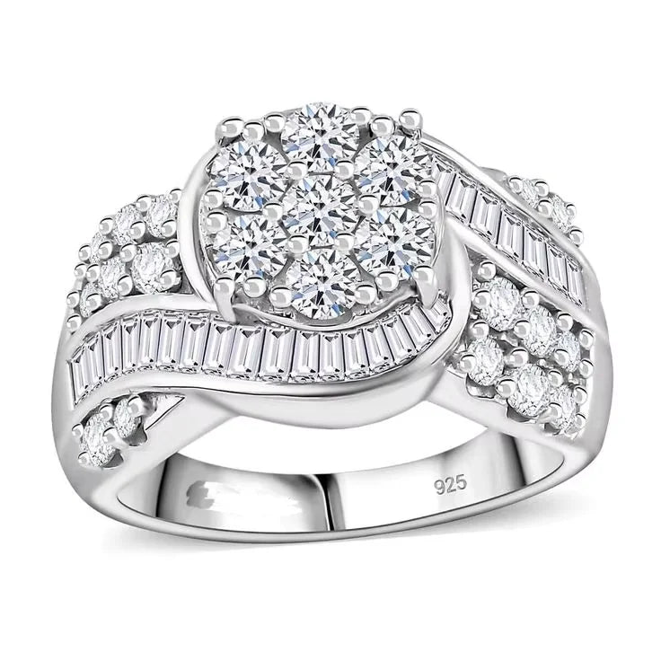 New Geometrically Wrapped Diamond Ring Women's Creative Jewelry White Zircon Ring For Party Birthday And Wedding Gift