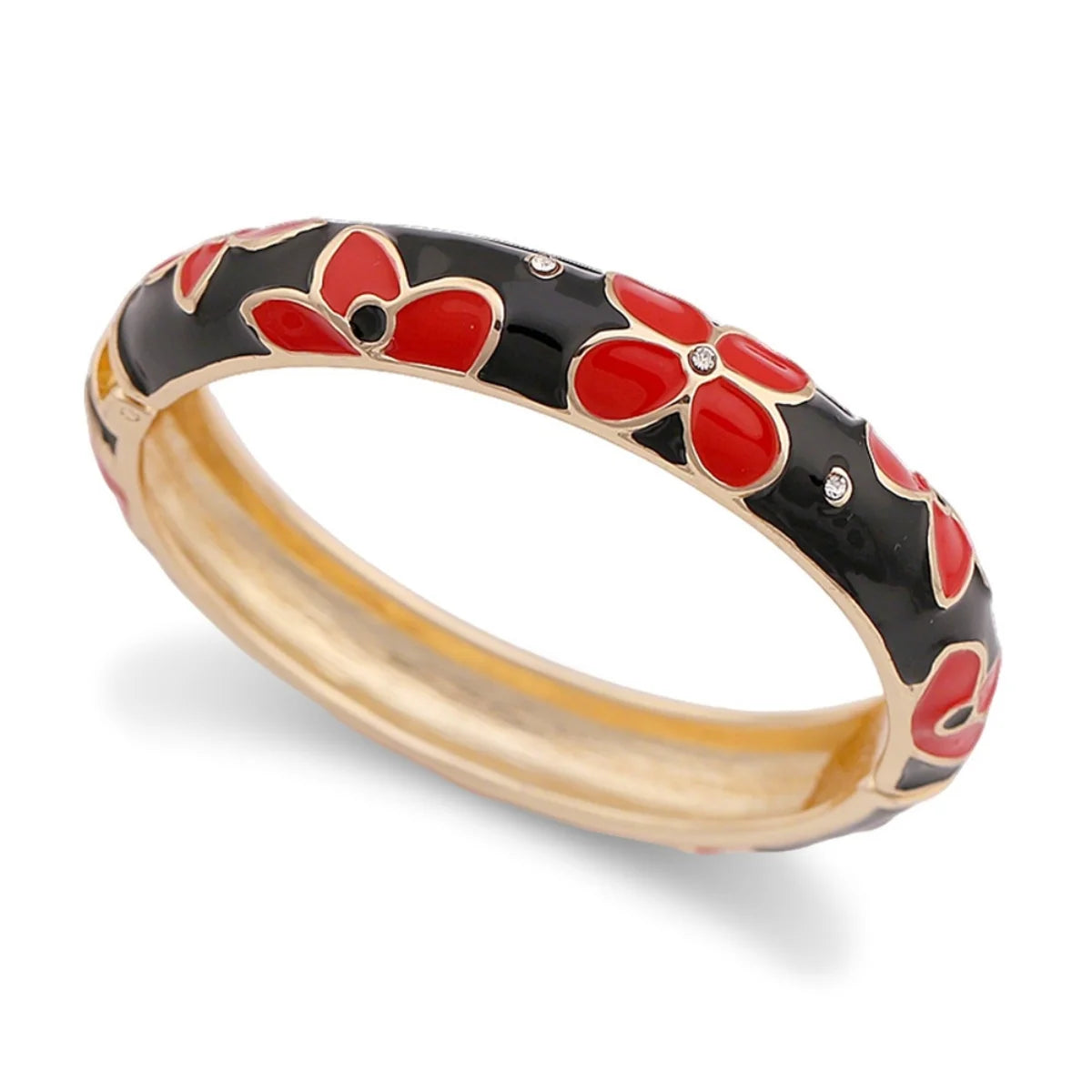 KMVEXO Gothic Punk Black Red Enamel Wide Bangles For Women Men Exaggerated Fashion Metal Bangle Bracelets Gift Vintage Jewelry