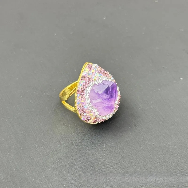 NISHIZAWA Amethyst Earrings for Women Turkish Style Geometric Vintage Jewelry Light Luxury Fashion Elegant Aretes De Mujer