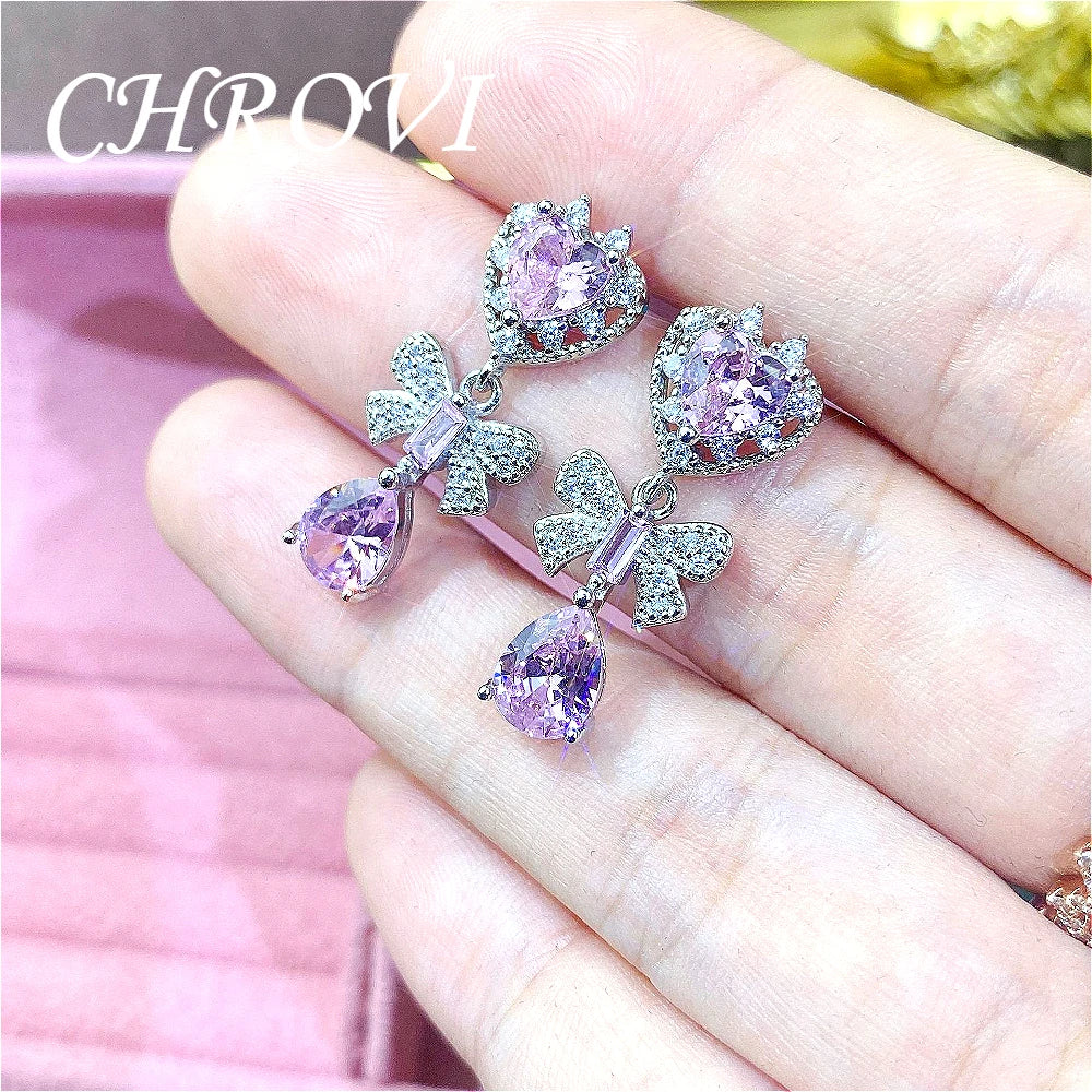 Sweet 925 Sterling Silver Elegant Earrings - Super Beautiful Crystal Retro Bow-Shaped Stud Earrings, Fresh and Chic.