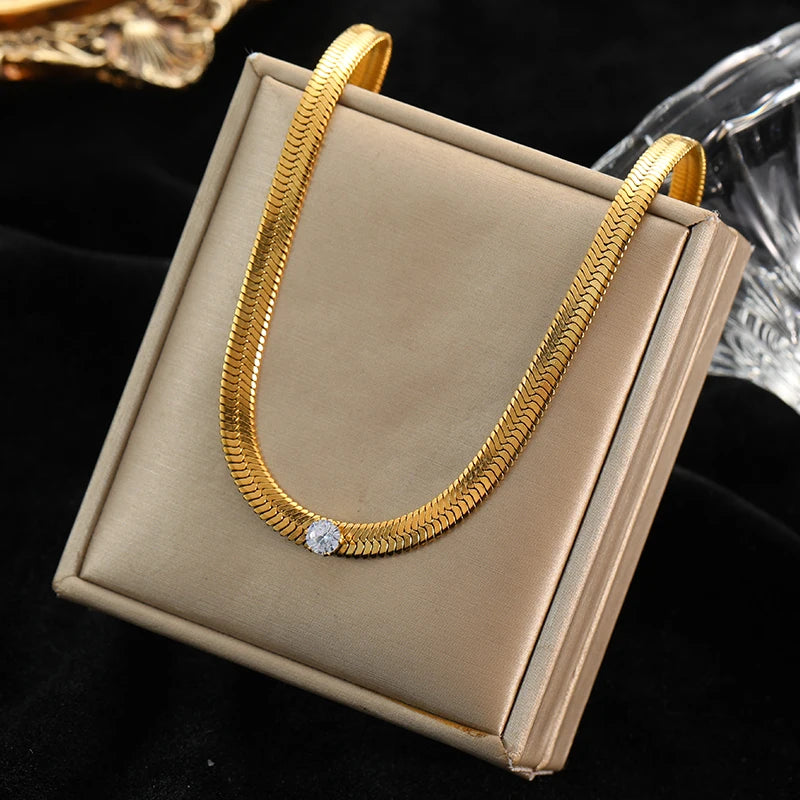 EILIECK 316L Stainless Steel Heart Chokers Necklace For Women New Fashion Collar Neck Chain Waterproof Gold Color Jewelry Gift
