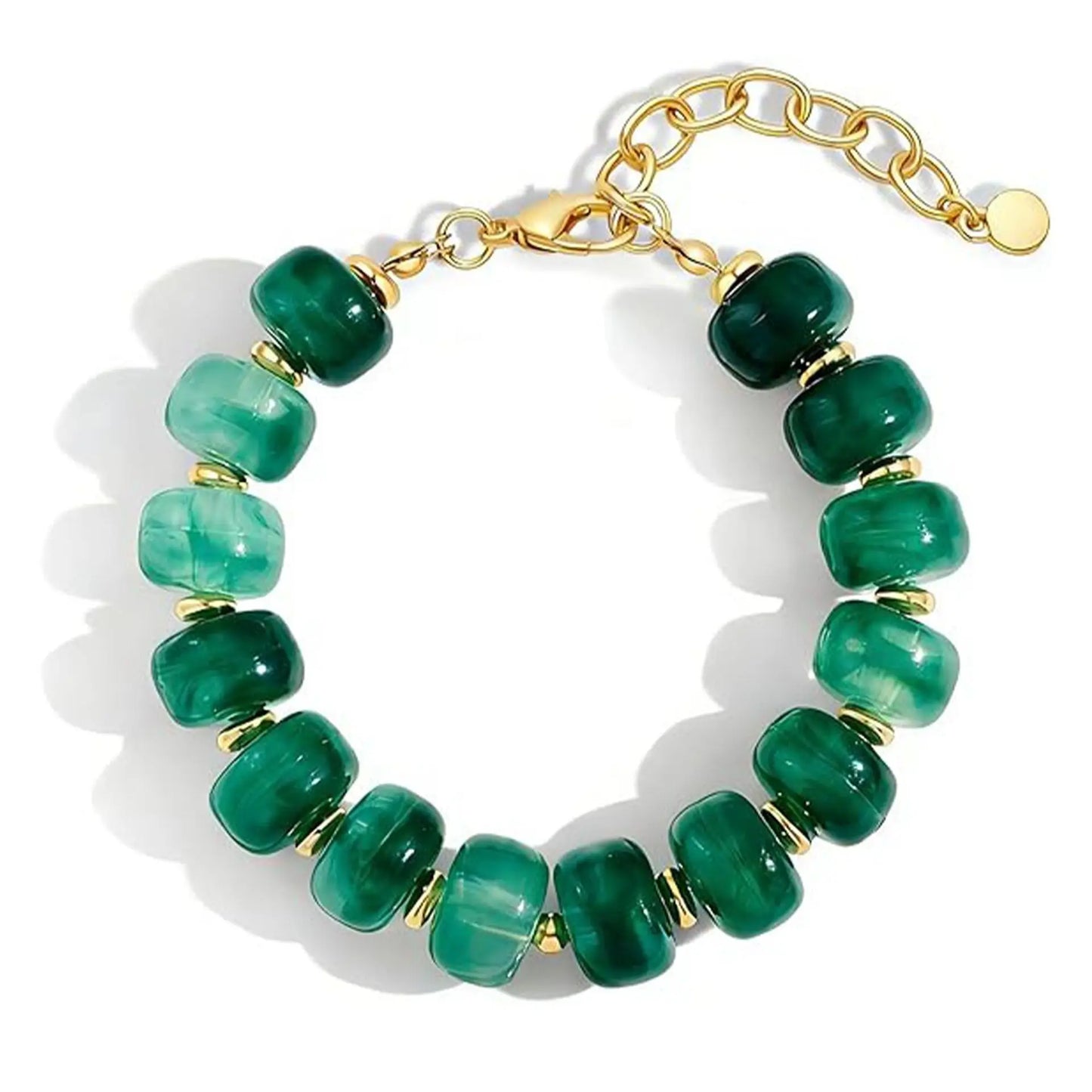Boho Colorful Geometric Beads Elastic Bracelets for Women Fashion Acrylic Flat Round Bead Bracelet Beach Jewelry Gifts