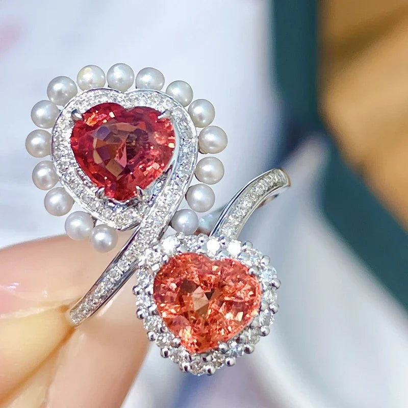 New Trendy Small Pearls Ring Many Pearls 925 Sterling Silver Ring With Heart Zircon Design Female Wedding Jewelry Gift