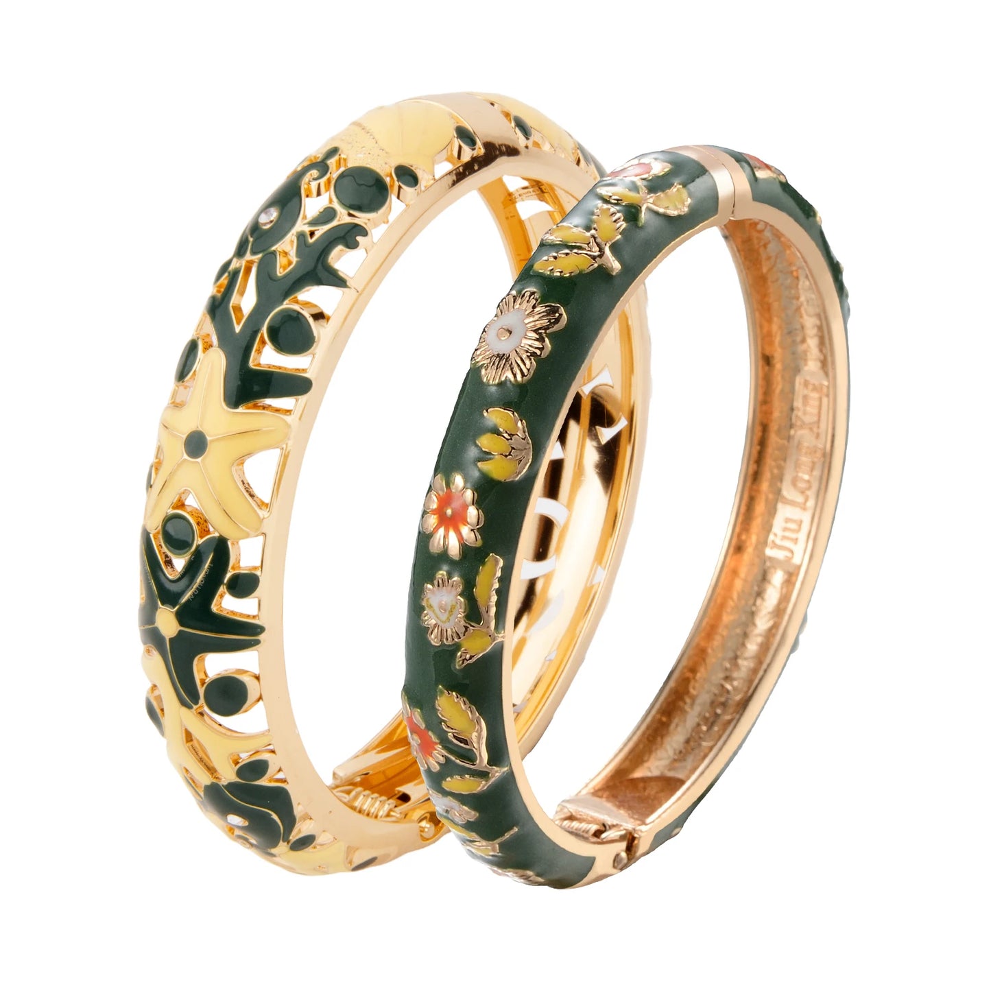 1/2PC Bangle For Women Double Enamel Bangle Set Cloisonne Bracelet On Hand Indian Style Dubai Women's Jewelry Accessories Trendy