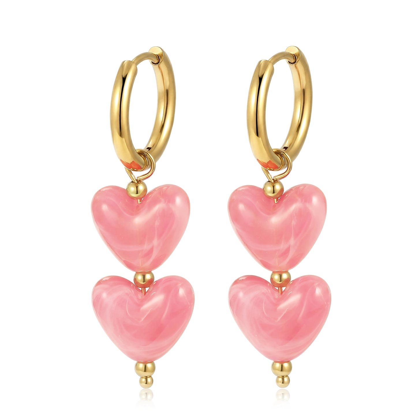 Badu Colorful Acrylic Double Heart Drop Earrings for Women Y2K Sweet Daily Party Accessories