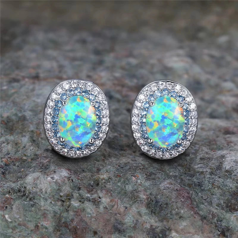 New Vintage Bohemian Style Imitation Turquoise Stud Earrings with Ethnic Style and Elegant Women Festival Party Accessories Gift