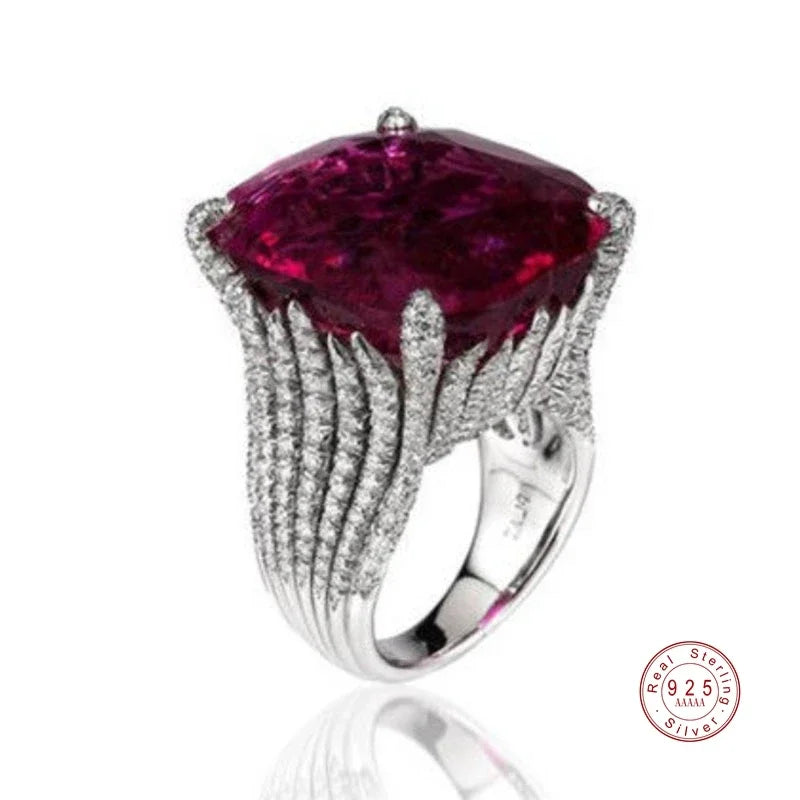 Classic Luxury Real Solid 925 Silver Ring 3Ct AAA+ Zircon Wedding Sterling Jewelry Rings Engagement for Women Girls Xmas Gift