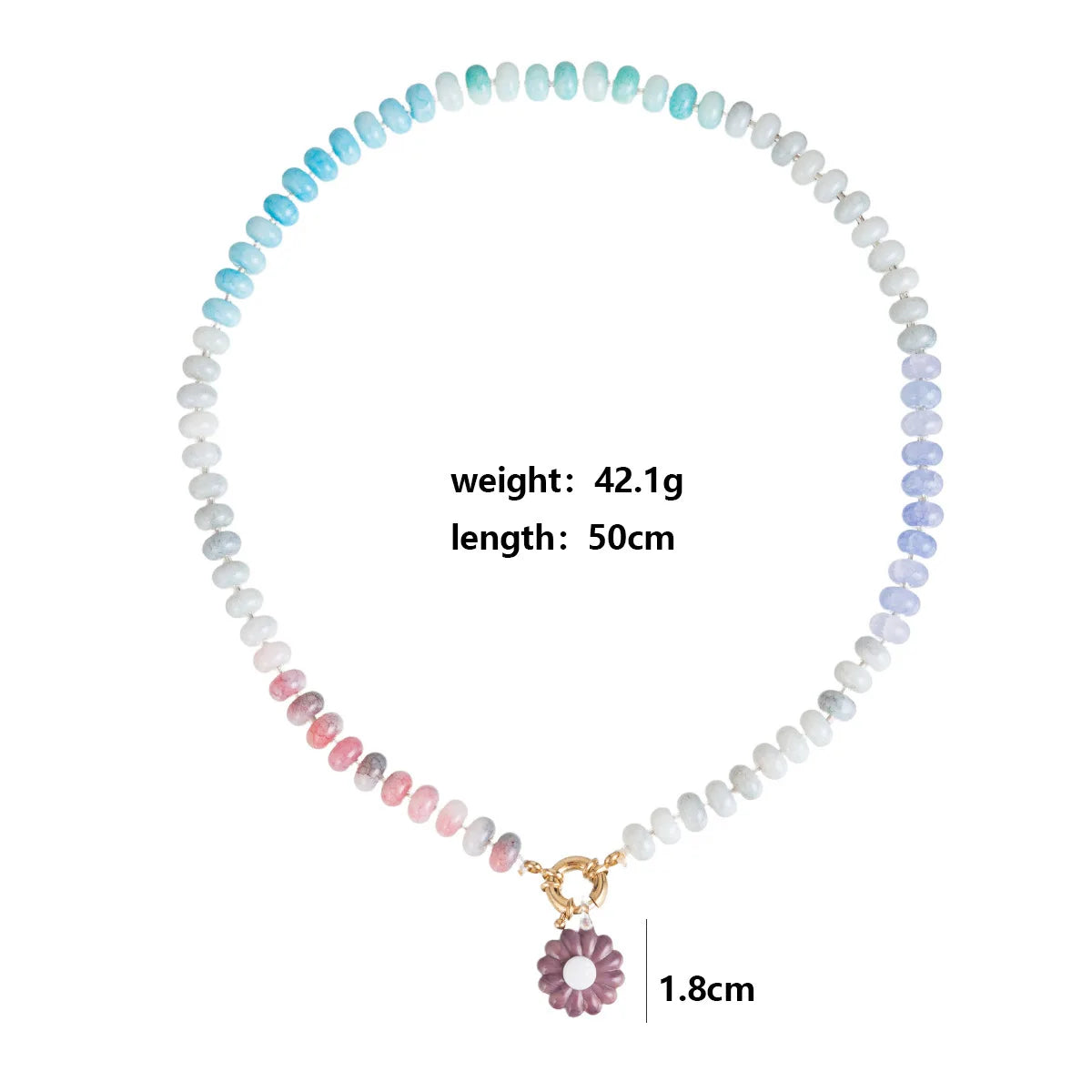 Handmade Colorful Glass Beaded Flower Neckalce Stainless Steel Geometric Natural Stone Pendant Choker Summer Beach Jewelry Gift