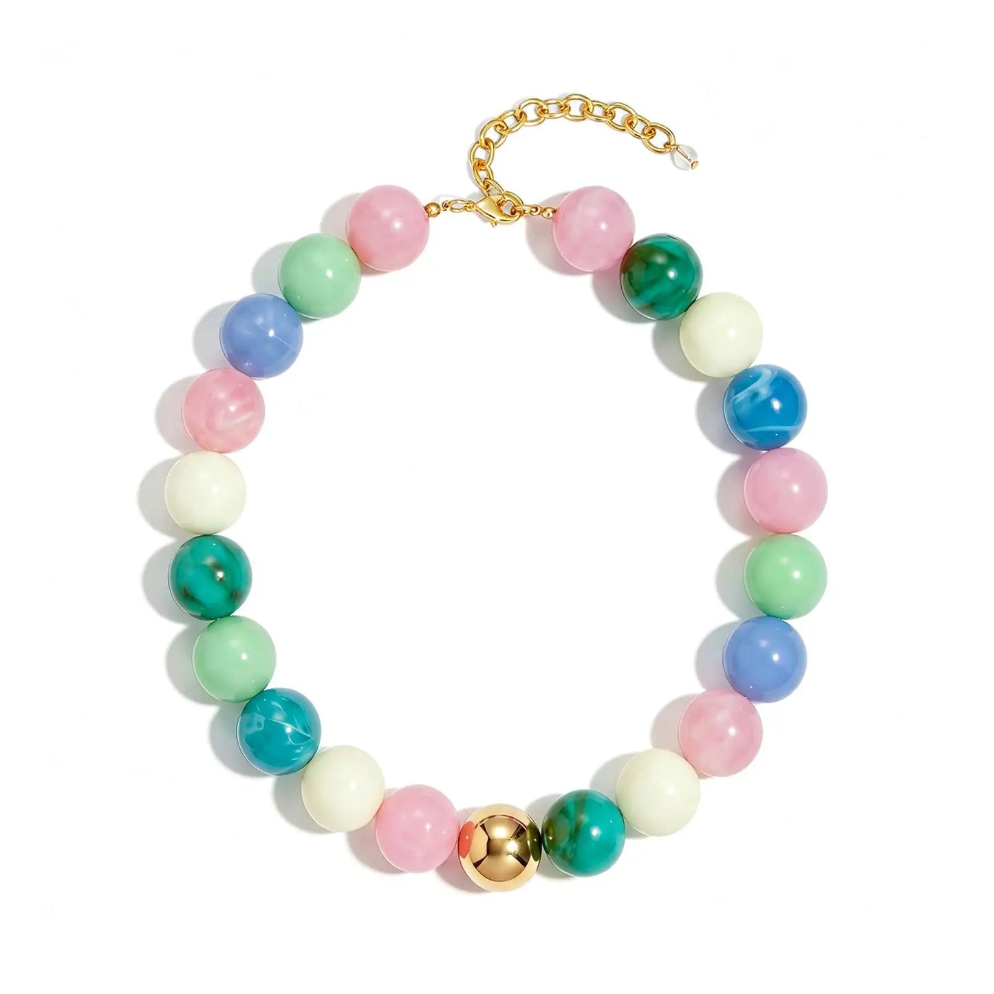 Double Color Round Beads Resin Necklace for Women Bohemian Style Waterproof Statement Choker Collar Necklaces Fashion Jewelry