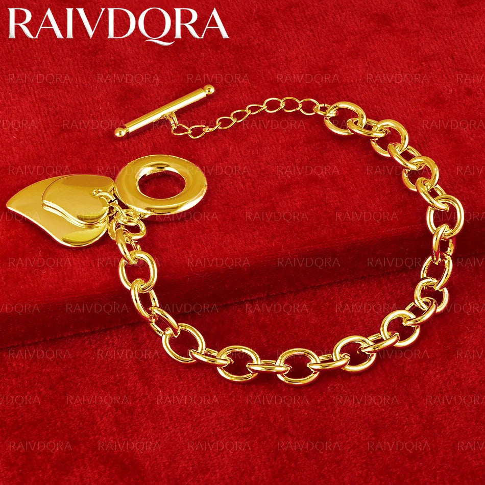 18K Gold Plated Heart Buckle Chain Bracelet For Women and Men Fashion Jewelry Charm Romantic Valentine's Day Gifts
