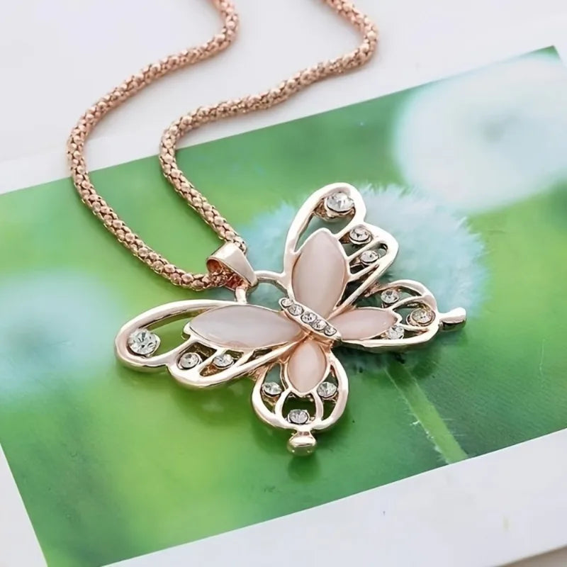 Elegant butterfly pendant necklace artificial Zirconia perfect jewelry gift for her