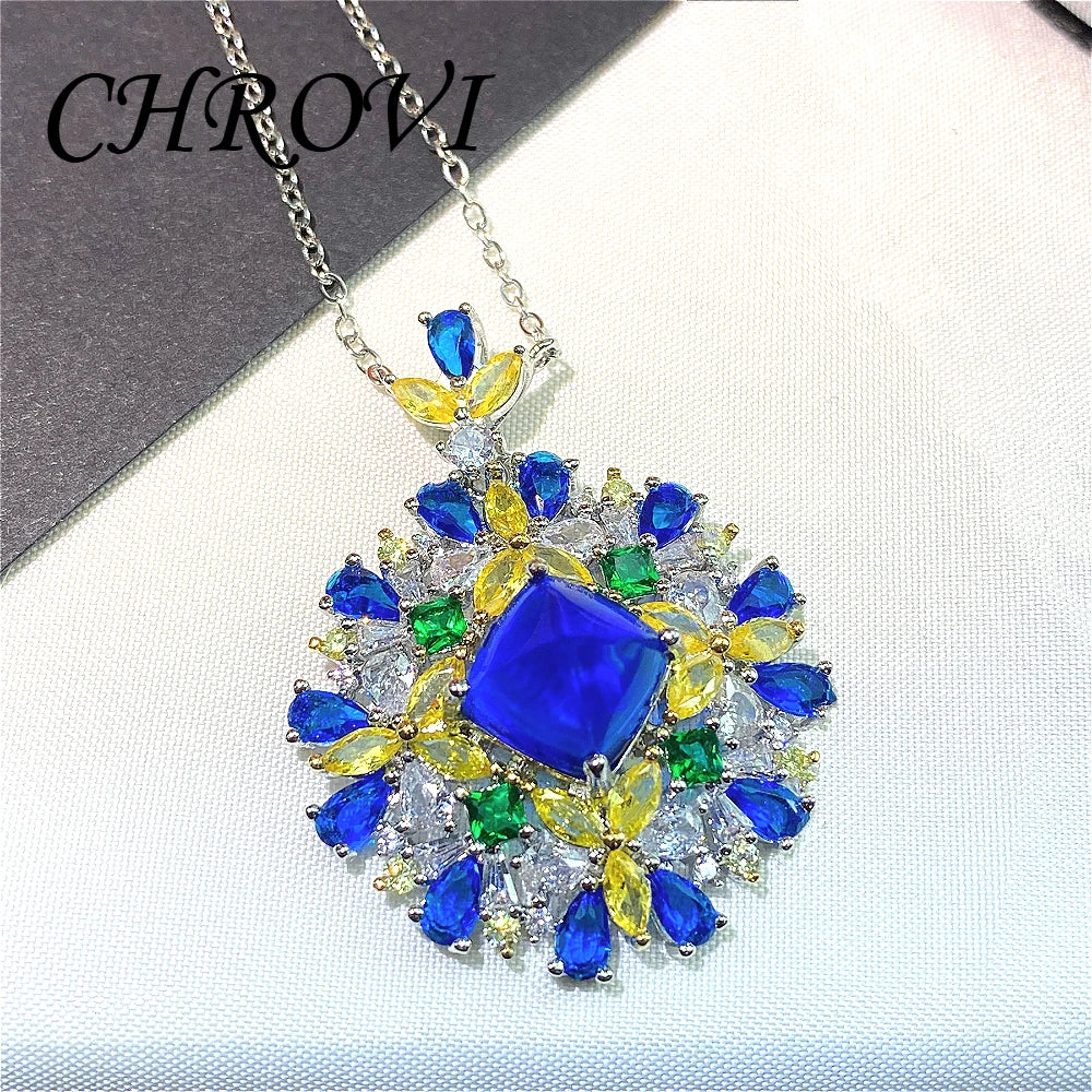 Exquisite 925 sterling silver new pendant necklace with gemstones, color-matched and eclectic style pendant for women