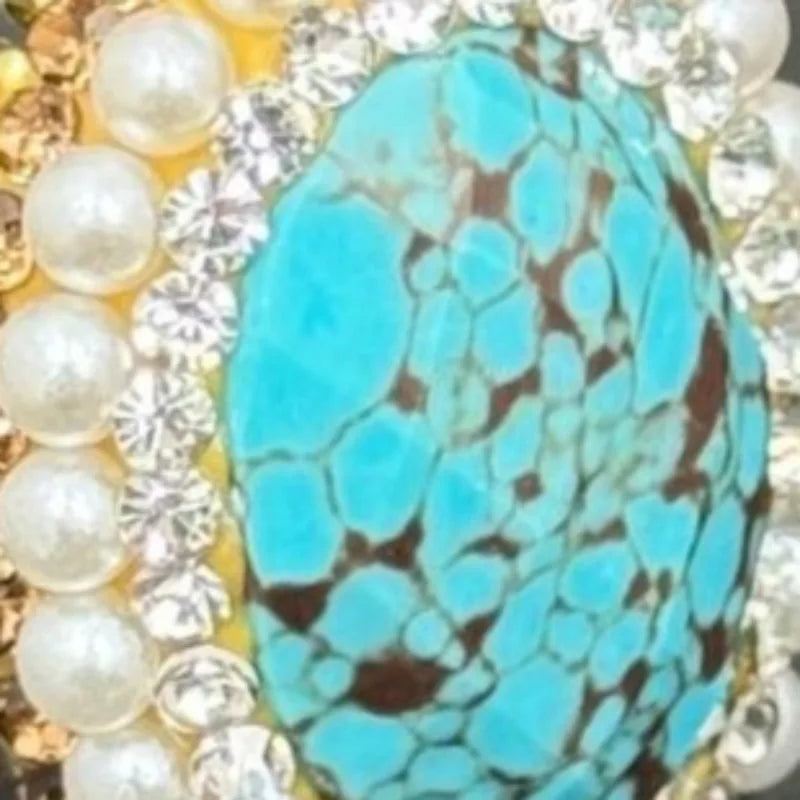 NISHIZAWA Turquoise Pearls Earrings for Women Turkish Style Vintage Jewelry Sets Elegant Geometric Fashion Pendientes Mujer