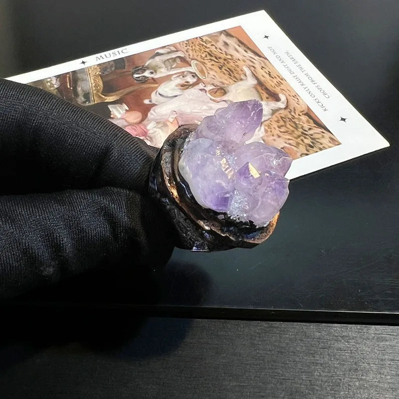 NISHIZAWA Amethyst Earrings for Women Palace Style Irregular Geometric Jewelry Fashion Vintage Elegant Aretes De Mujer