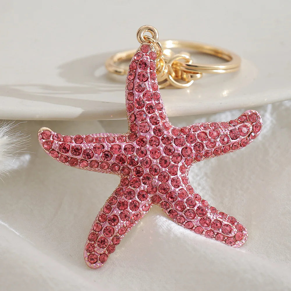 Fashion Creative Lovely Crystal Seahorse Car Pendant Keychain For Women Bag Keychains Rhinestone Car keyrings Gifts Jewelry