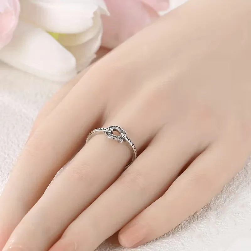 925 Sterling Silver CZ Zircon Rings Horseshoe Sparkling Woman Adjustive Rings Wedding Rings For Women Jewelry Anniversary
