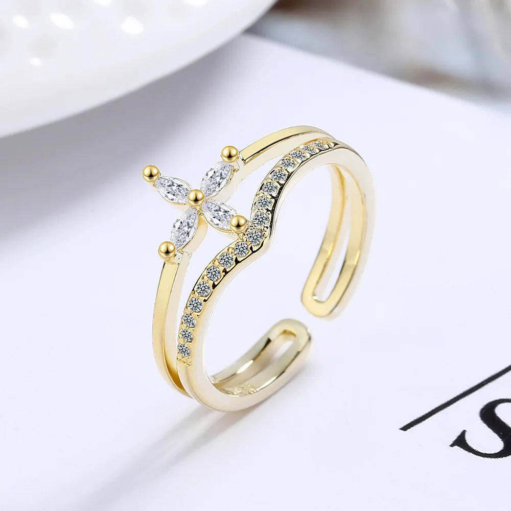 New 925 Sterling Silver Ring Heart Adjustable Simplicity Fashion Exquisite Student Girlfriend Jewelry Accessories Wedding Party