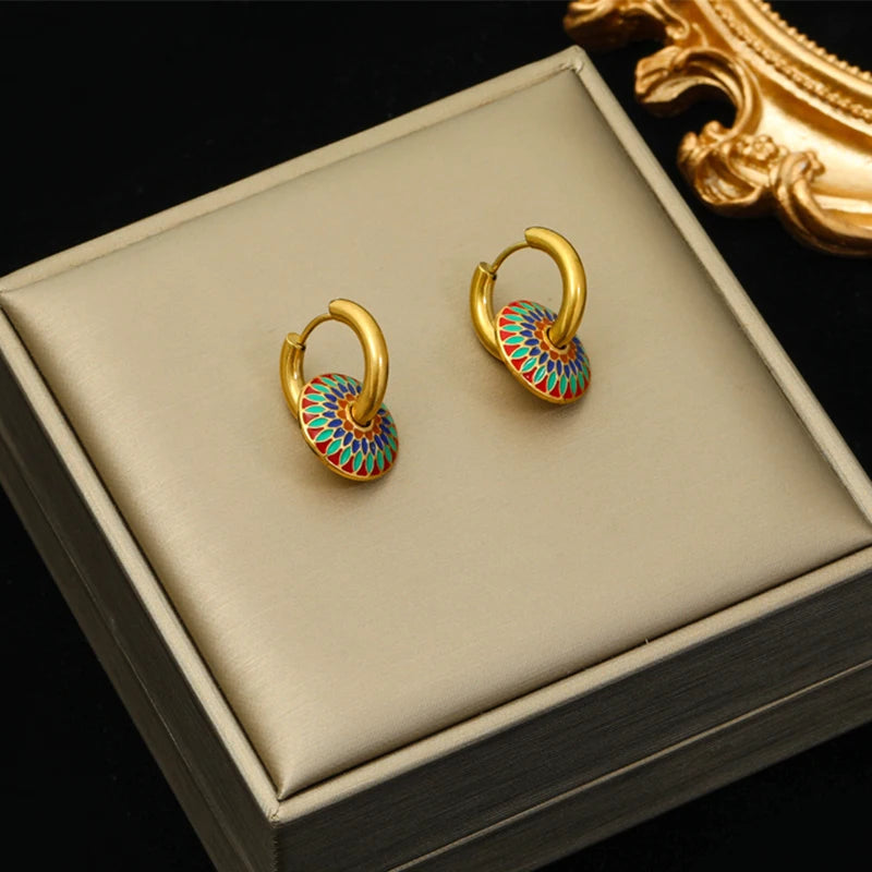 EILIECK 316L Stainless Steel Vintage Hoop Earrings For Women Girl Fashion Waterproof Small Ear Buckle Jewelry Gift Party Bijoux